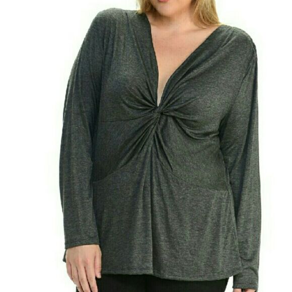 Bellino Clothing Tops - #136 - "Simple Knot Top" in greySze..1X